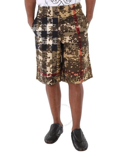 Burberry Camouflage Check Cotton Tailored Shorts - Black