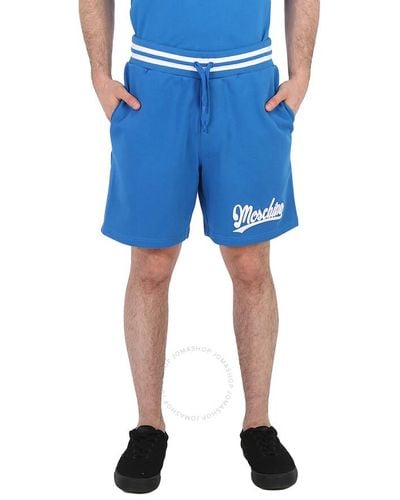 Moschino Logo Varsity Fleece Shorts - Blue