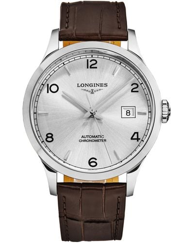 Longines Record Automatic Silver Dial Unisex Watch - Metallic