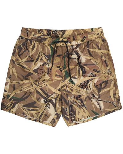 Moncler Leaf Print Swim Shorts - Brown