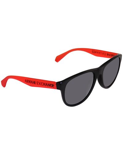 Armani Exchange Gray Mirror Black Rectangular Unisex Sunglasses  80786g 57 - Red