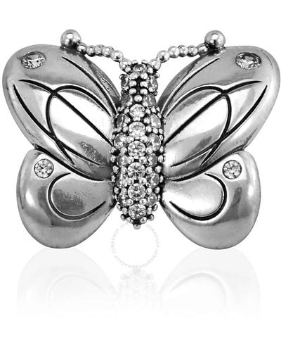PANDORA Sterling Silver Oversized Butterfly Clip Charm - Metallic