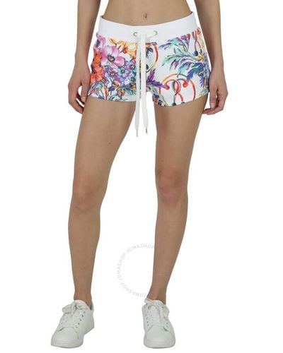 Moschino Floral Print Double Question Mark Shorts - Blue