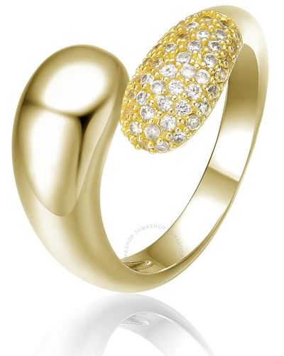 Rachel Glauber 14k Gold Plated With Cubic Zirconia Bypass Ring - Metallic