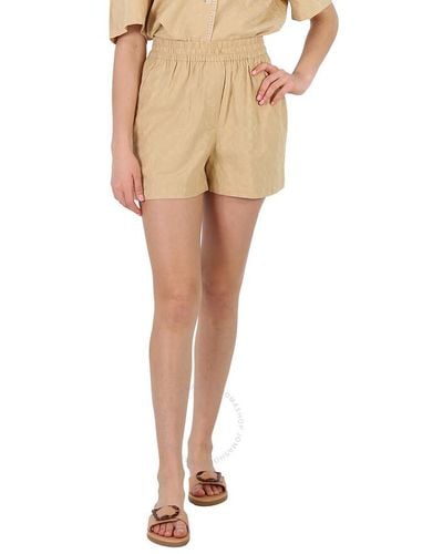 COACH Tan Signature Jacquard Cotton Shorts - Natural