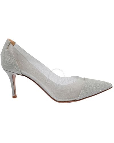 Gianvito Rossi Plexi 70 Pointed-toe Court Shoes - Grey