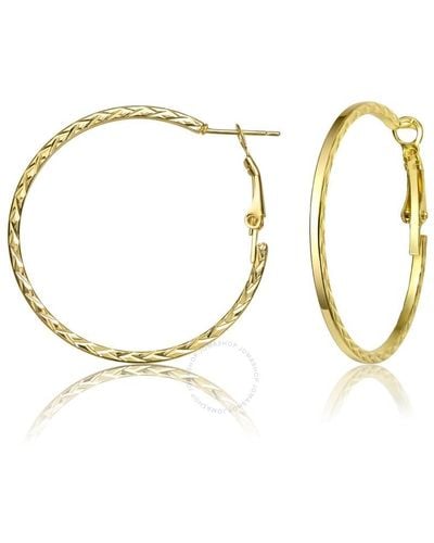 Rachel Glauber Textured Rope Round Hoop Earrings - Metallic