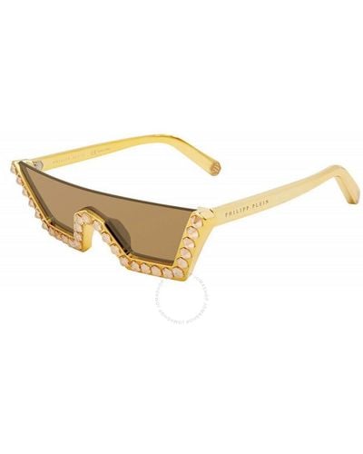 Philipp Plein Mirrir Irregular Sunglasses Spp031s Gldg 99 - Metallic