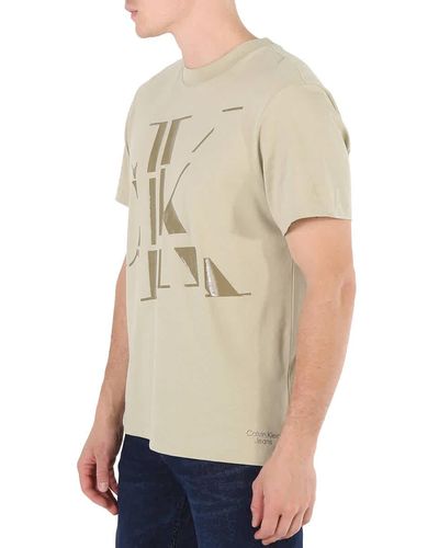 Calvin Klein Scattered Ck Logo Cotton T-shirt - Natural