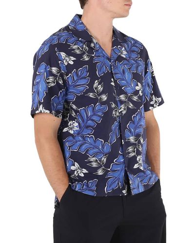 Moncler Hawaiian-print Cotton Shirt - Blue