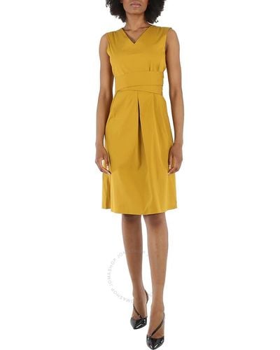 Max Mara Estremo Stretch Sleeveless Pleated Dress - Yellow