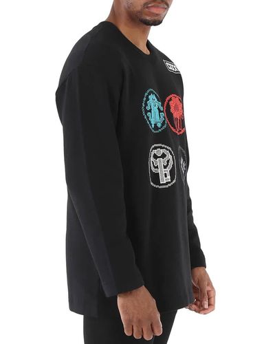 Roberto Cavalli Embroidered Lucky Symbols Sweatshirt - Black