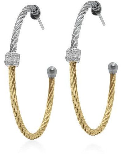 Alor Grey & Yellow Colorblock Hoop Earrings - Metallic