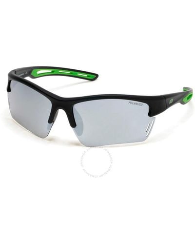 Skechers Polarized Smoke Mirror Wrap Sunglasses Se5155 02c 69 - Green
