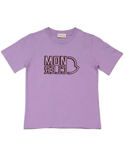 Moncler Girls Lavender Cotton Logo T-shirt - Purple