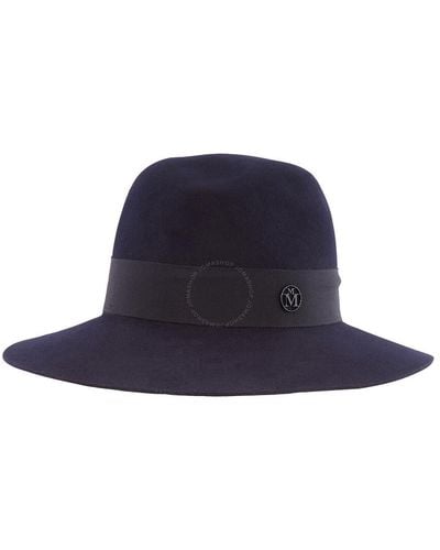 Maison Michel Navy Henrietta Wool Felt Fedora Hat - Blue