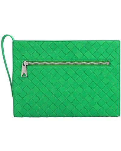 Bottega Veneta Parakeet Small Intrecciato Leather Document Case - Green