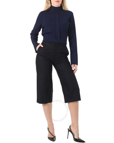 Moncler Wide-leg Cropped Wool Trousers - Blue