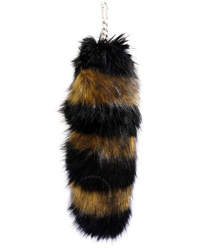 Burberry Striped Faux Fur Tail Charm - Black