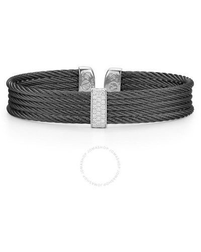 Alor Cable Mini Cuff With 18kt White Gold & Diamonds - Black