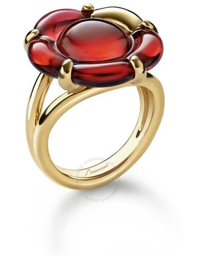 Baccarat 's B Flower Vermeil Red Crystal Ring 280767 - Pink
