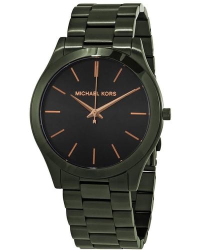 Michael Kors Slim Runway Green Link Bracelet Watch