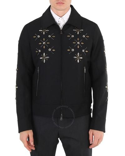 Roberto Cavalli Embellished Wool Blend Jacket - Black