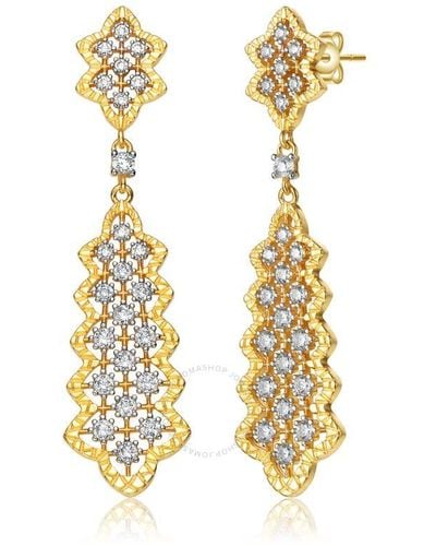 Rachel Glauber Rhodium And 14k Gold Plated Cubic Zirconia Dangle Earrings - Metallic