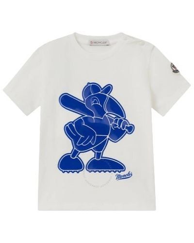 Moncler Kids Short Sleeve Baseball Logo Print - Blue