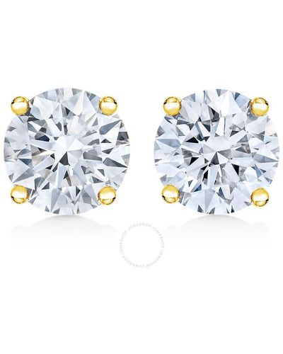 Haus of Brilliance Ags Certified 14k Yellow Gold 1/2 Cttw 4-prong Set Brilliant Round-cut Solitaire Diamond Push Back Stud Earrings - Blue