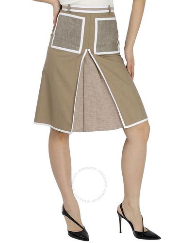 Burberry Wool Cashmere A-line Skirt - Natural