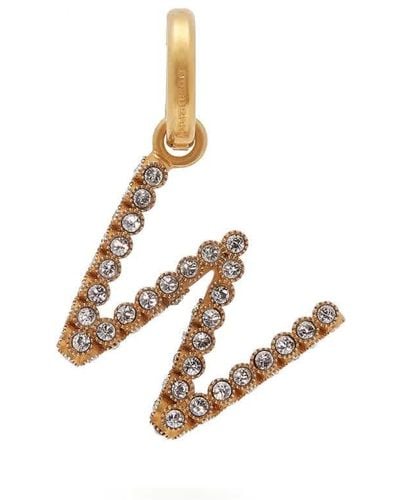 Burberry Gold W Crystal-embellished Letter Charm - Metallic