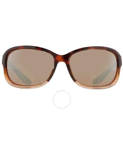 Costa Del Mar Seadrift Copper Silver Mirror Polarized Glass Rectangular Sunglasses 6s9114 911403 60 - Brown