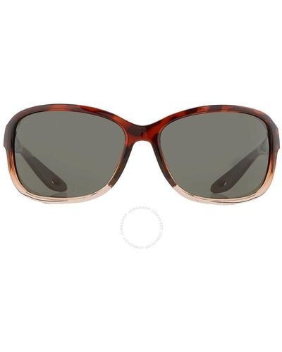 Costa Del Mar Seadrift Gray Polarized Glass Rectangular Sunglasses 6s9114 911404 58 - Multicolor