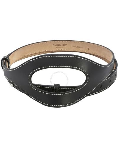 Burberry Leather Cut-out Detail Belt - Black