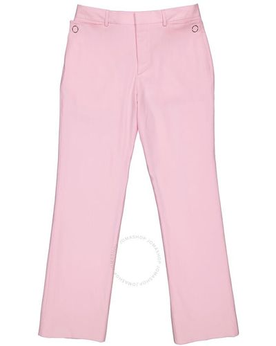 Burberry Wide-leg Tumbled Wool Tailored Trousers, Brand Size 48 (waist Size ") - Pink