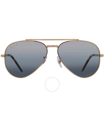 Ray-Ban New Aviator Polarized Clear Gradient Dark Blue Sunglasses Rb3625 9196g6 58 - Gray