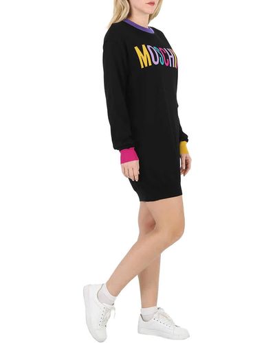 Moschino Intarsia Logo-knit Sweater Dress - Black