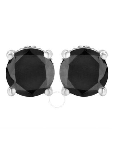 Haus of Brilliance Sterling Silver 2 Cttw Black Diamond Screw-back 4-prong Classic Stud Earrings