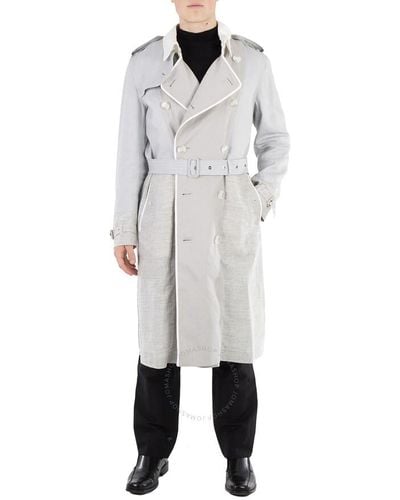 Burberry Panelled Linen Trench Coat - Grey