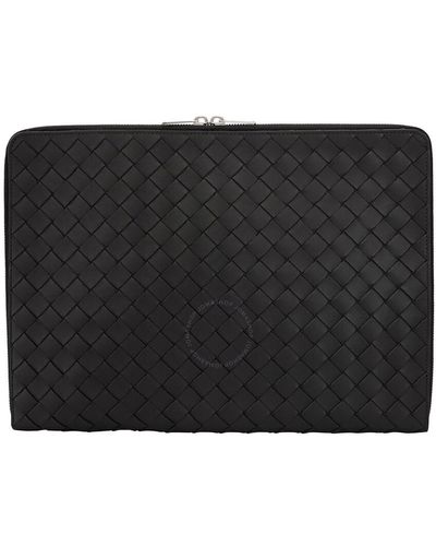 Bottega Veneta Black Intrecciato Leather Macbook Case