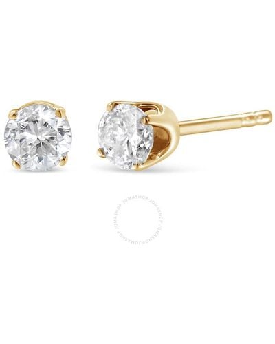 Haus of Brilliance Ags Certified 14k Yellow Gold 1/2 Cttw 4 Prong Set Brilliant Round-cut Solitaire Diamond Push Back Stud Earrings - Metallic