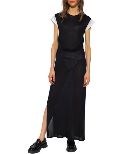 Burberry Side-slit Sheer Maxi Dress - Black