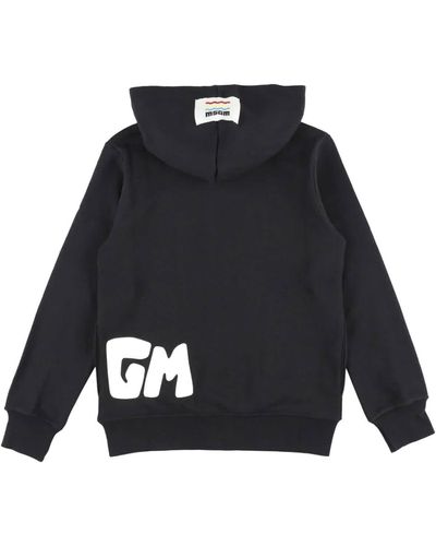 MSGM Boys Logo Print Zip-up Jersey Hoodie - Blue