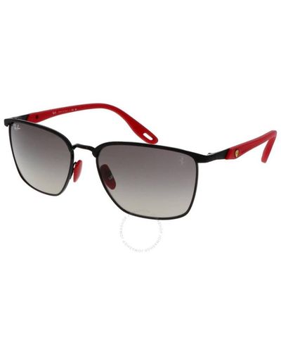 Ray-Ban Scuderia Ferrari Grey Gradient Square Sunglasses Rb3673m F04111 56 - Metallic