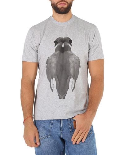 Burberry Sayers Pale Melange Swan Print Cotton Oversized T-shirt - Grey