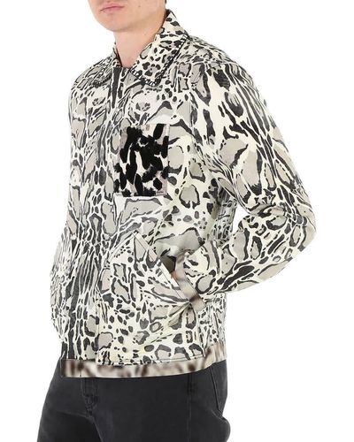 Roberto Cavalli Lynx Print Shirt Jacket - Grey