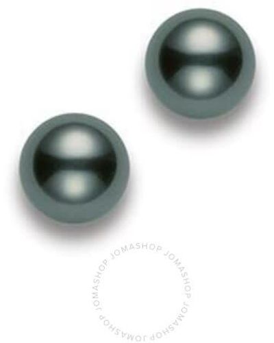 Mikimoto Black South Sea Pearl Stud Earrings With 18k White Gold 8-8.5mm - Green