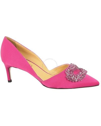 Giannico Deep Rose Daphne 60 Satin Heels - Pink