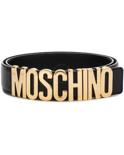 Moschino Logo Plaque Leather Belt - Black